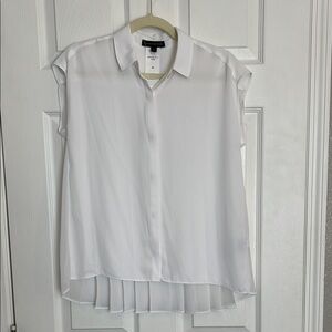 White Banana Republic Sheer Sleeveless Blouse